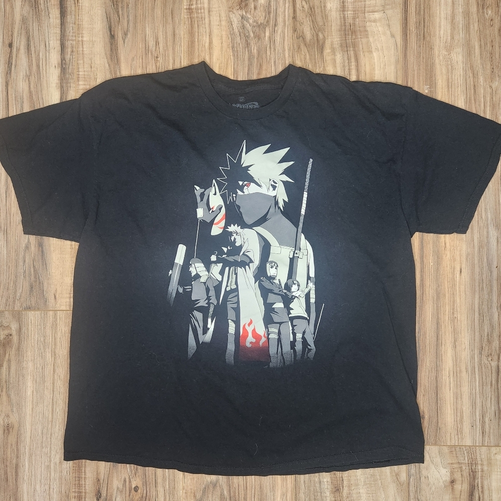 Naruto Black Graphic Tee T-Shirt 2X Cotton Manga Anime